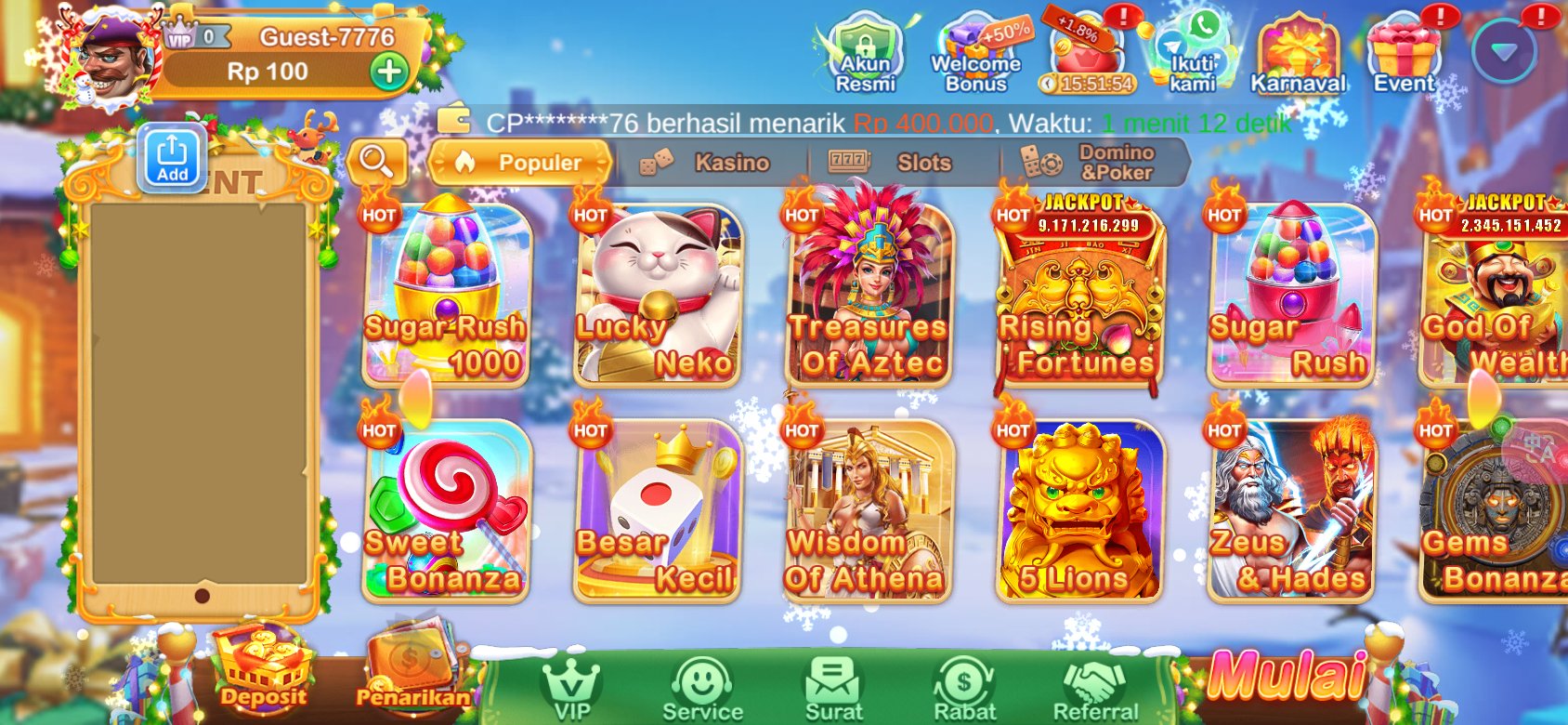 Permainan slot terbaik dengan jackpot hingga miliaran di K3K3 2 Apk U 21.